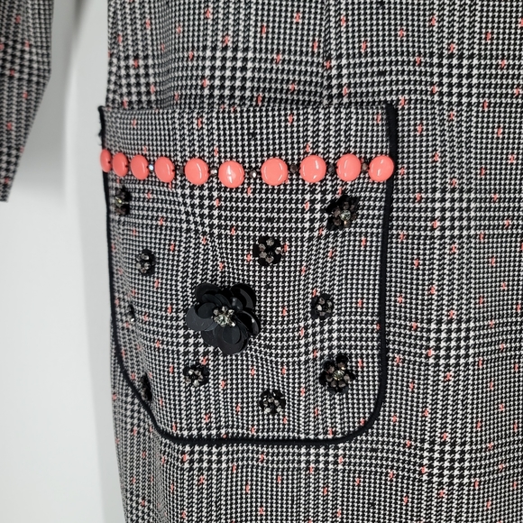 Rickie Freeman Teri Jon Houndstooth Embellished Modest Dress Size 4 - Picture 3 of 10